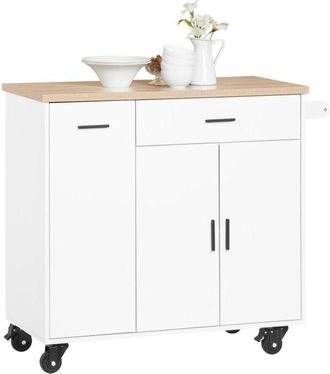 SoBuy Sobuy Fkw126-wn Carro Multiusos De Servicio Con 3 Puertas Y 1 Toallero Blanco 105 X 46 X 92 Cm