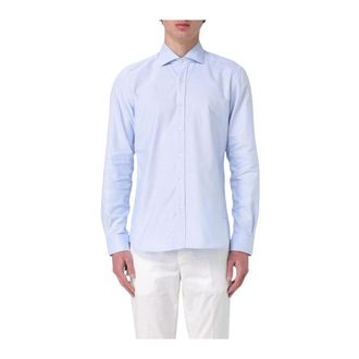 Fay Formal Shirts, male, Blue, 3XS, Men Dress Shirt Long Sleeve