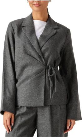 Second Female Milea Wrap Shirt - Dames - Blazers - Grijs - XL - Polyester - Jassen