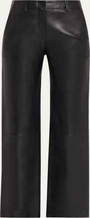Theory Straight-Leg Lambskin Leather Pants