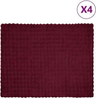 vidaXL Faux Rabbit Fur Blanket 4 pcs Bordeaux Red 130 x 150 cm vidaXL