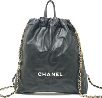 Chanel Black Leather Backpack (Pre-Owned)