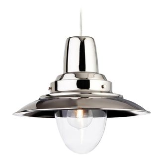 Netlighting Fisherman 1 Light Dome Ceiling Pendant Chrome Clear Glass E27