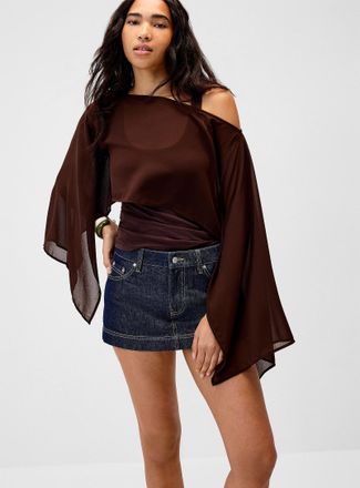 Twik Womens Cropped chiffon poncho