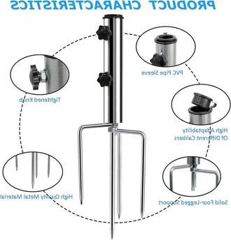 OEM Base Para Sombrilla Con 4 Clavijas - Anclaje Met&aacute;lico Para Sombrilla, Playa Y C&eacute;sped