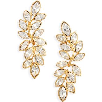 Kenneth Jay Lane Crystal Leaf Earrings in Gold at Nordstrom