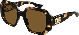 Valentino Sunglasses, female, Brown, Size: 55 MM Geometric-frame Sunglasses