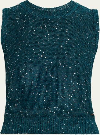 Akris Sleeveless Sequined Linen Cotton Sweater