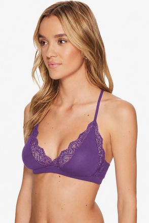 Only Hearts So Fine Lace Triangle Halter Bralette In Violet