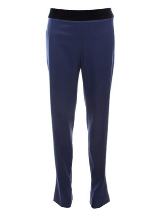 Escada velvet-waistband trousers - women - Spandex/Elastane/Wool - M - Blue