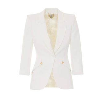 Elisabetta Franchi Peak Lapel Single Jacket - Dames - Jassen - Wit - Maat: M Poliester
