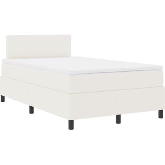 vidaXL Cama Box Spring Led Crema Y 120 X 190 Cm Tela De Pana Vidaxl