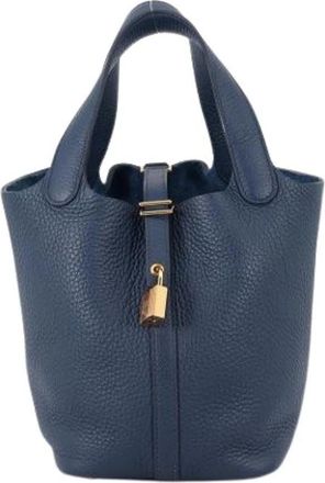 Herm&egrave;s Pre-owned Picotin Bucket Bag - Dames - Vintage Tas - Blauw - ONE Size - Leer - Vintage