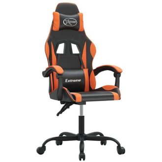 vidaXL Silla Gaming Giratoria Cuero Sint&eacute;tico Negro Y Naranja Vidaxl