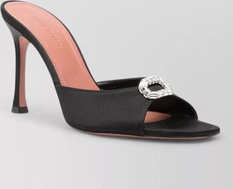 Amina Muaddi silk crystal-embellished mule sandals