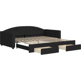 vidaXL Sof&aacute; Cama Nido Con Cajones Tela Negro 100x200 Cm Vidaxl