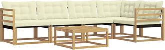 vidaXL Conjunto De Sof&aacute;s De Exterior 6 Uds. Blanco Y Crema Vidaxl