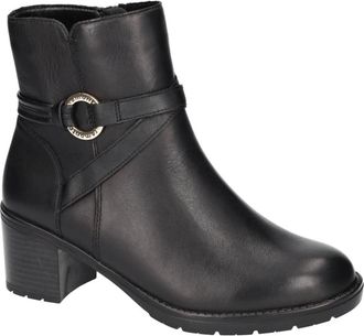 Remonte Enkelboot met blokhak - Dames - Laarzen met Hak - Zwart - 36 EU - Leer - Schoenen