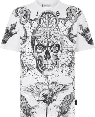 Philipp Plein Rondhals T-shirt Tattoo - Heren - T-shirts - Wit - M - Katoen - Tops