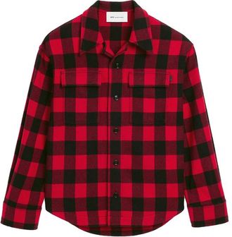 Ami Wide Checkered Wool Overshirt