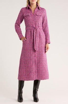 Area Stars Dela Long Sleeve Tweed Shirtdress in Pink Tweed at Nordstrom Rack, Size Medium