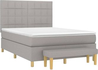 vidaXL Vidaxl - Cama Box Spring Con Colch&oacute;n Tela Gris Claro 140x200 Cm