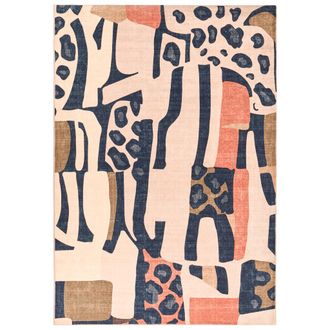 Beliani Alfombra Abstracta 140 X 200 Cm De Tela Sala De Estar Dormitorio Apto Para Calefacci&oacute;n Por Suelo Radiante Base Antideslizante Multicolor Inhisar