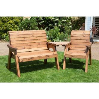 Charles Taylor Trading Charles Taylor - Wooden Companion Angled Garden 3 Seater Chair Bench fp