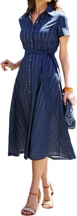 J.McLaughlin Kalinda Eyelet Belted Midi Dress In Blue