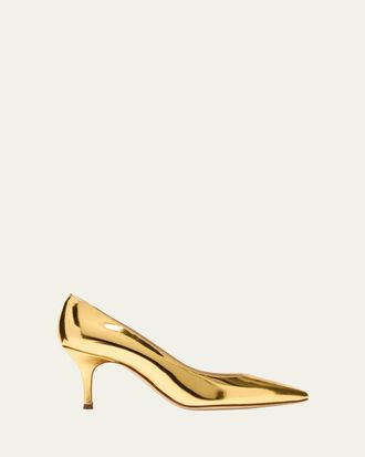 Manolo Blahnik Kietta Metallic Leather Stiletto Pumps