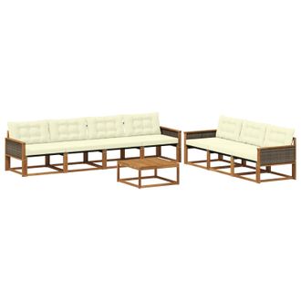 vidaXL Conjunto De Sof&aacute;s De Exterior Con Coj&iacute;n 8 Pcs Natural Y Crema Vidaxl