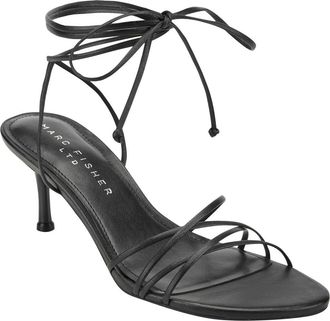 Marc Fisher Gineva Ankle Wrap Kitten Heel Sandal in Black at Nordstrom, Size 6.5