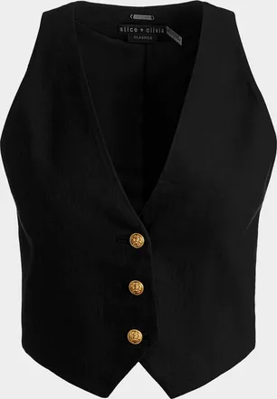 Alice & Olivia Donna Linen Vest