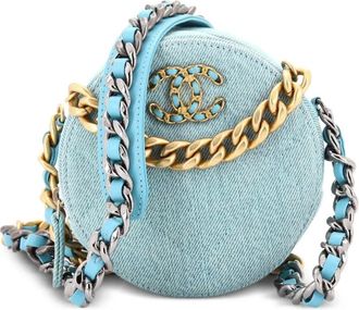 Chanel 19 Round Clutch with Chain Quilted Denim crossbody bag - Blu
