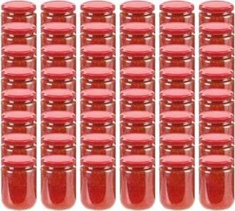 vidaXL Vidaxl - Tarros De Mermelada De Vidrio Con Tapa Roja 48 Unidades 230 Ml
