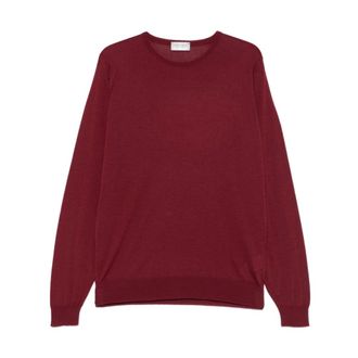 John Smedley Round-neck Knitwear, male, Red, Size: XL Lundy Jumper