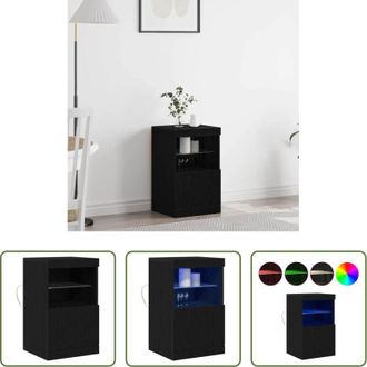 vidaXL Mobile moderno - Madia LED Rovere Nero 41 x 37 x 67 cm Legno multistrato