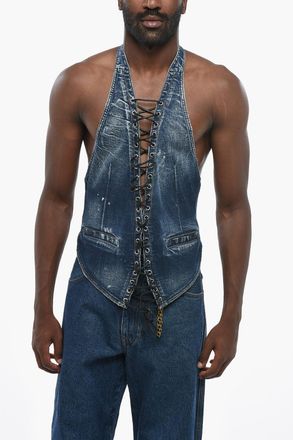 Dsquared2 Top Lace-up in Denim con Schiena Scoperta Dsquared2