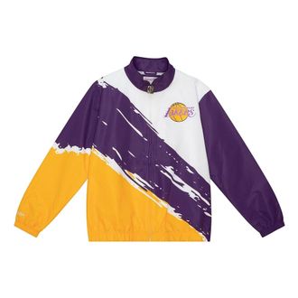 Mitchell & Ness x NBA Los Angeles Lakers Full-Zip Windbreaker Jacket White Purple Yellow OJZP3414-LALYYPPPMTWH