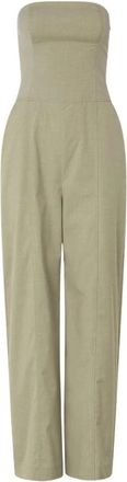 Sams&oslash;e & Sams&oslash;e Slim-fit jumpsuit met uitlopende pijpen - Dames - Jumpsuits - Groen - S - Polyester - Jumpsuits & Playsuits