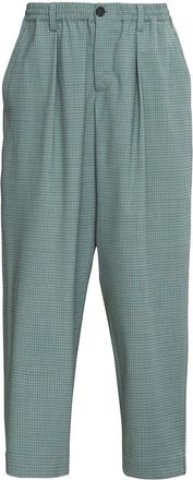 Marni grid-pattern mid-rise pants - men - Virgin Wool/Elastane - 50 - Green