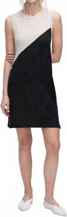 ATM Anthony Thomas Melillo Slub Jersey Sleeveless A-Line Dress In Soft Beige/black