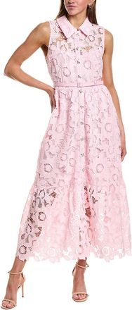English Factory Sleeveless Lace Button Front Midi Dress