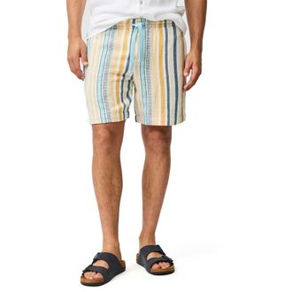 Rodd & Gunn Lakeland Stripe Cotton Blend Drawstring Shorts in Yellow/Blue Multi at Nordstrom, Size Xxx-Large