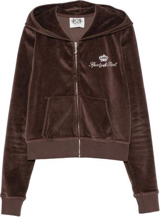 Sporty & Rich X Juicy Couture Rhinestone-embellished Zip-up Hoodie