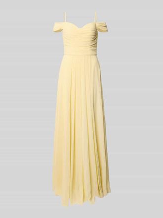 Mascara Maxikleid im Off-Shoulder-Look mit Gehschlitz in Hellgelb, Gr&ouml;&szlig;e 32
