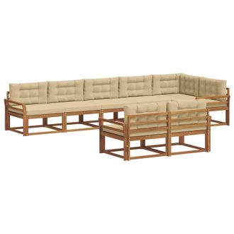 vidaXL Conjunto De Sof&aacute;s De Exterior Con Coj&iacute;n 8 Pcs Natural Y Beige Vidaxl