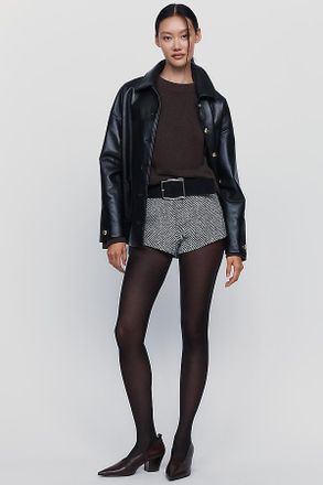 Naked Wardrobe Wool Blend Herringbone Shorts