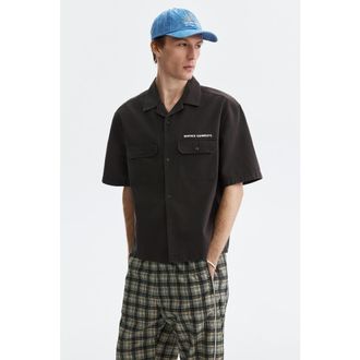 H&M Relaxed-fit short-sleeved utility shirt in Dark Gray/service Garments at Nordstrom, Size Xx-Large