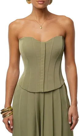 JLUXLABEL VIiv Satin Strapless Bustier Top in Green at Nordstrom, Size Medium